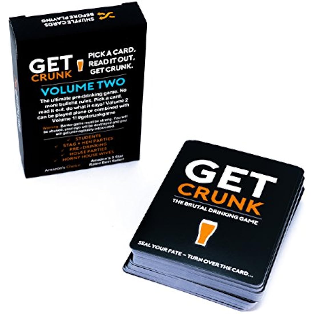 Get Crunk Volume 2 - The Brutal Card Drinking Game for Students, Pre Drinks, Stag & Hen Parties. You will be abused!
