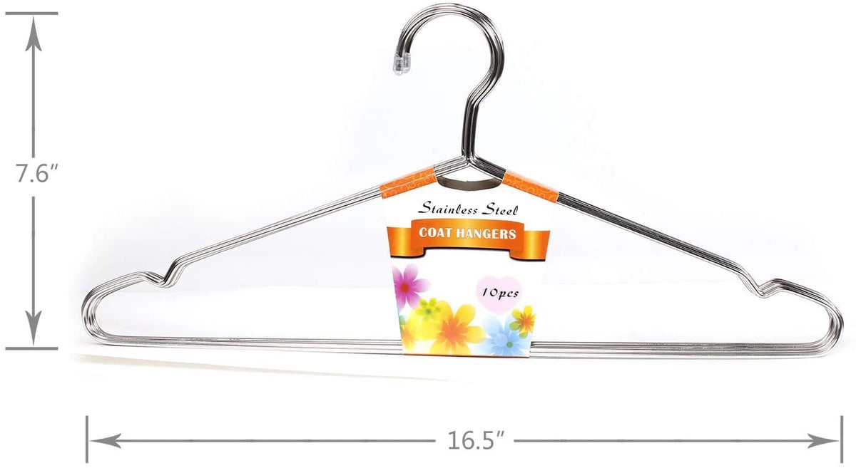 ETAOLINE 30 Pack Stainless Steel Heavy Duty Wire Clothes Hangers Silver