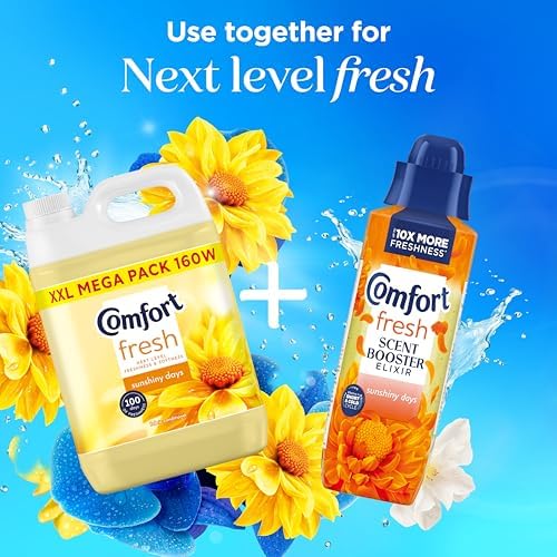 Comfort Fresh Sunshiny Days Fabric Conditioner Softener with Motion-Activated Fragrance Technology 100 Days of Freshness 160 washes (4.8 L)