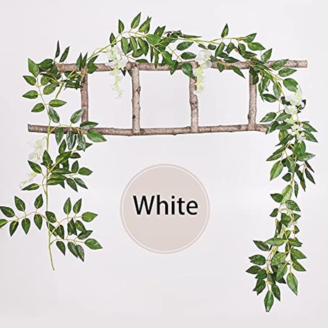 MOTONG Artificial Flowers Decoration, 4Pcs (8FT/2.5M/piece) Fake Flowers Wisteria Vines, Artificial Vine Garland Plants Arts For Ceremony Home Garden Wedding Party Decoration (4 Pcs White)