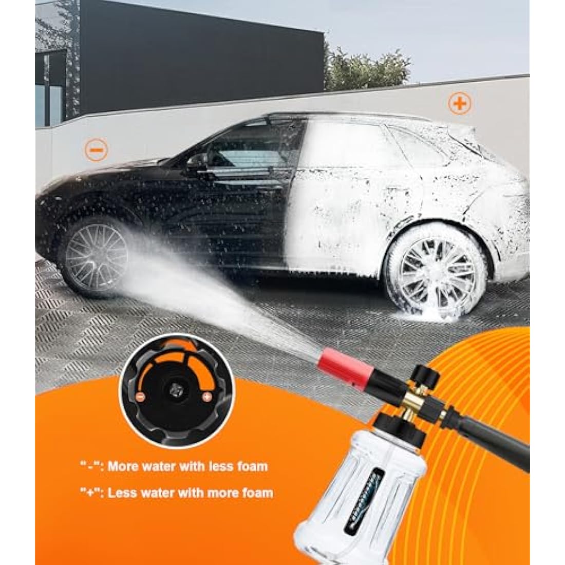DANCINGBOAR Snow Foam Lance Foam Cannon for Karcher K Series K2 K3 K4 K5 K6 K7 Pressure Washer, 1L Soap Dispenser with Adjustable Spray Nozzle and New Generation Connector (Black & Red)