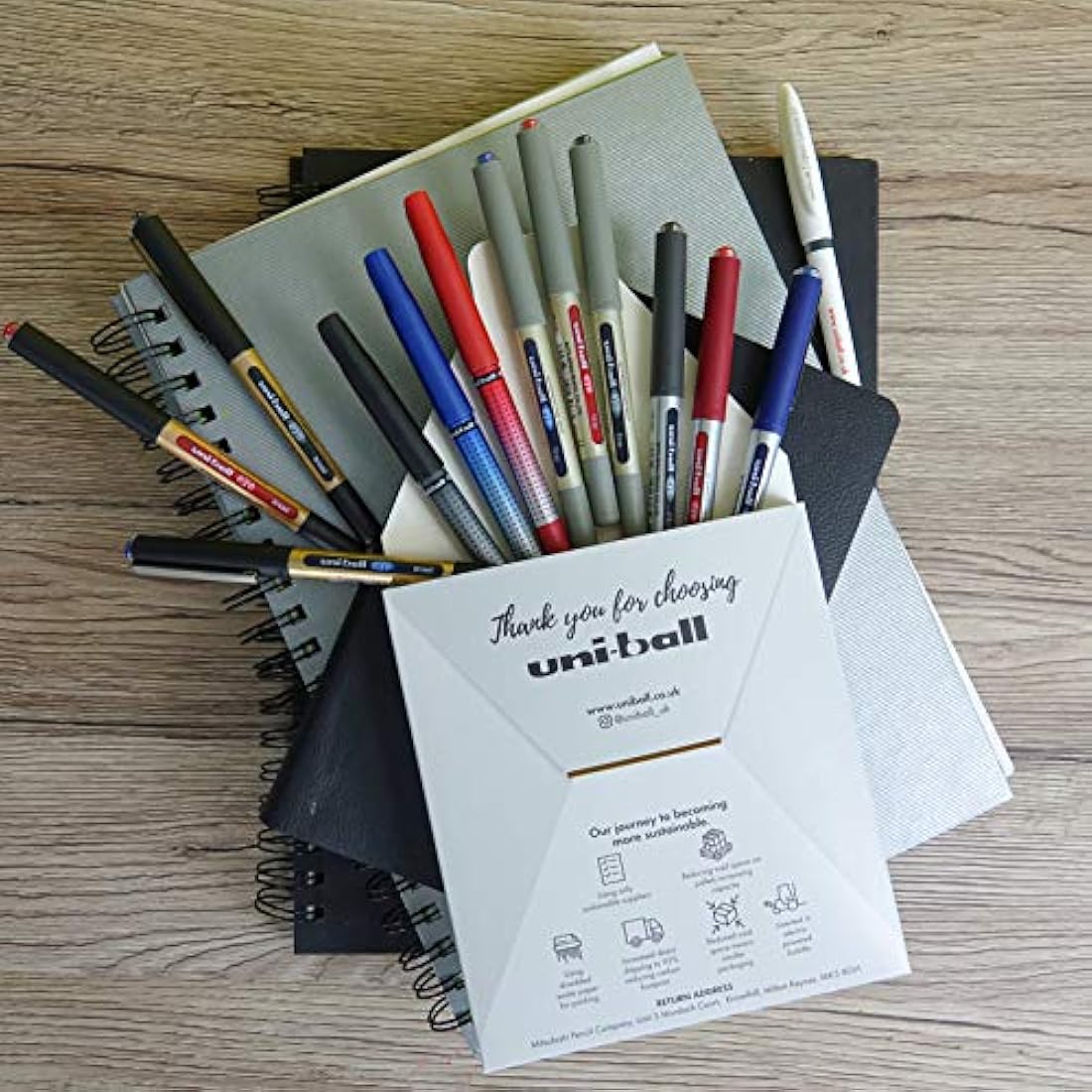uni-ball Ultimate Eye Rollerball Black, Blue, Red Ink Pens Set. Broad 1.0mm, Fine 0.7mm, Micro 0.5mm, Needle 0.4mm Ballpoint Tip + Signo Gel Pen. Fade and Water Resistant Liquid Uni Super Ink. 13 Pack