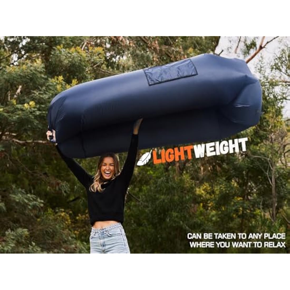 WEKAPO Inflatable Couch Air Lounger Chair - Camping & Beach Accessories, Portable Blow up Sofa for Hiking, Lawn, Indoor/Outdoor Movies & Music Festivals. Lightweight and Easy to Set Up Air Hammock