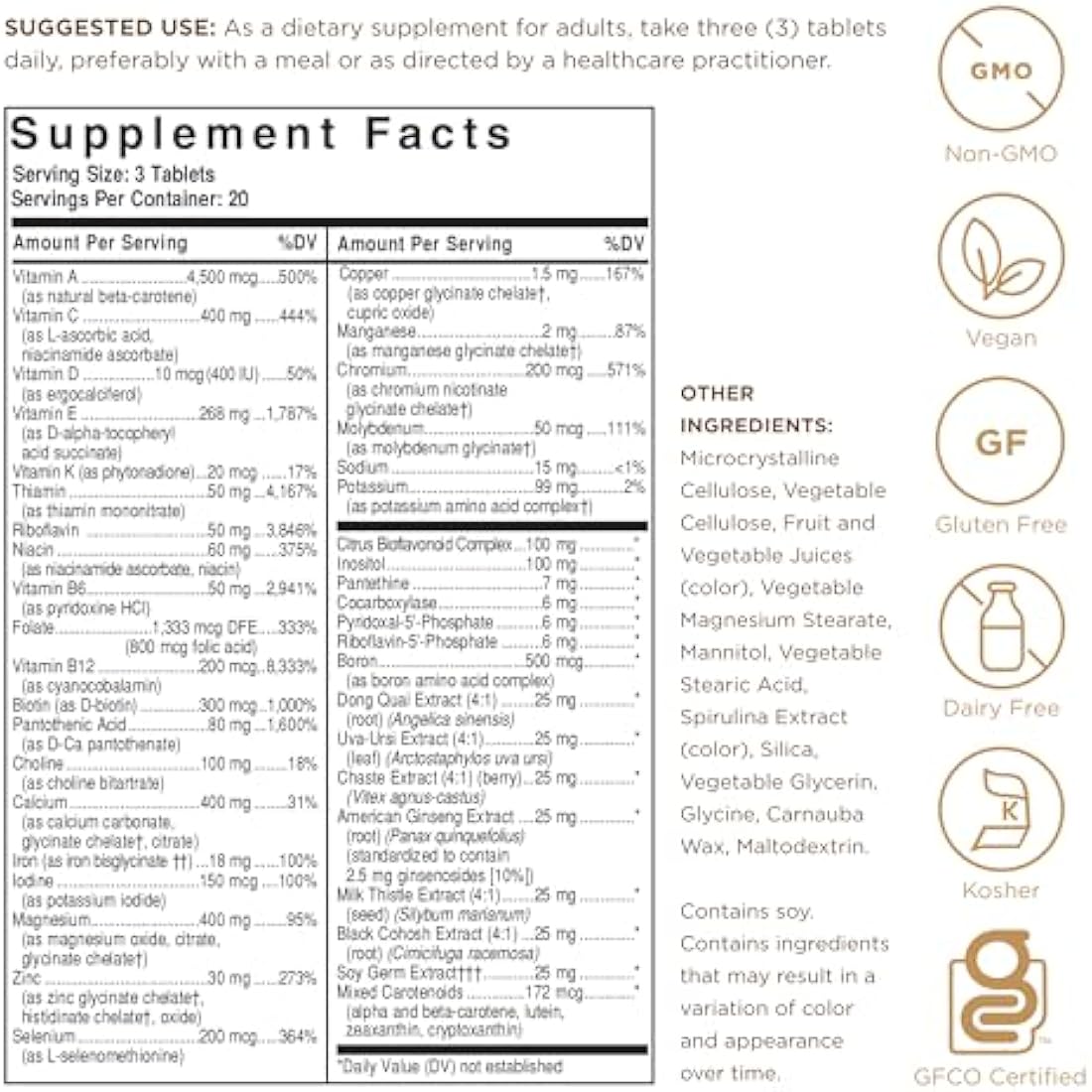 Solgar Female Multiple Tablets - Pack of 60 - With 27 Key Nutrients for Daily Wellbeing - With Vitamin C, B12, Iron and Folic Acid - Vegan