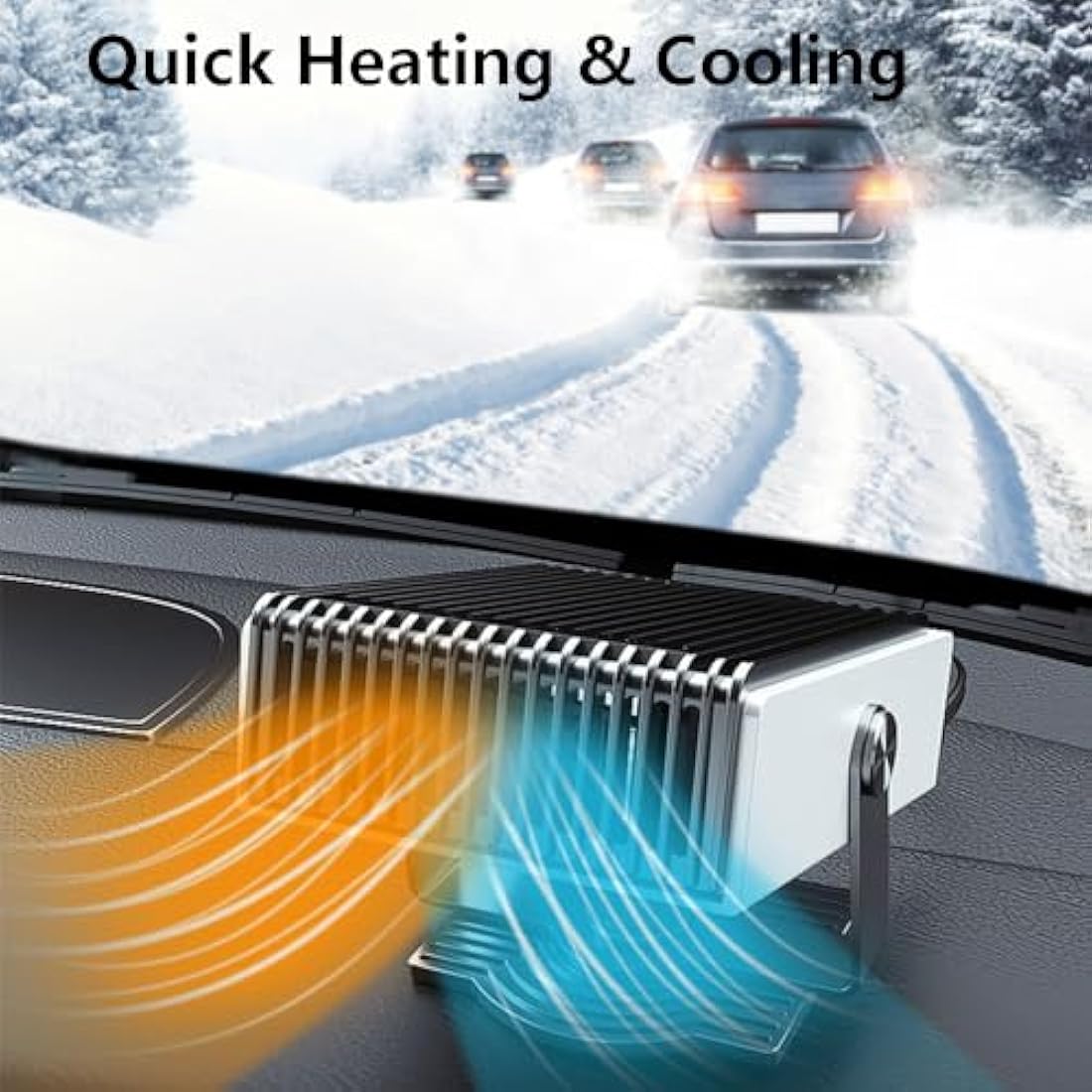 Baceyong 150W 12V Car Heater Fan, Portable Car Windscreen Demister Auto Heater 2 in 1 Car Defogger with Heating & Cooling Function Plug in Cigarette Lighter 180° Rotation with 3 Adjustment Switche