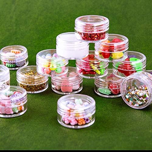 MELLIEX 60 Pieces Empty Sample Pots, 5g / 5ml Clear Plastic Travel Cosmetic Container Jars for Creams, Sample, Make-Up Storage