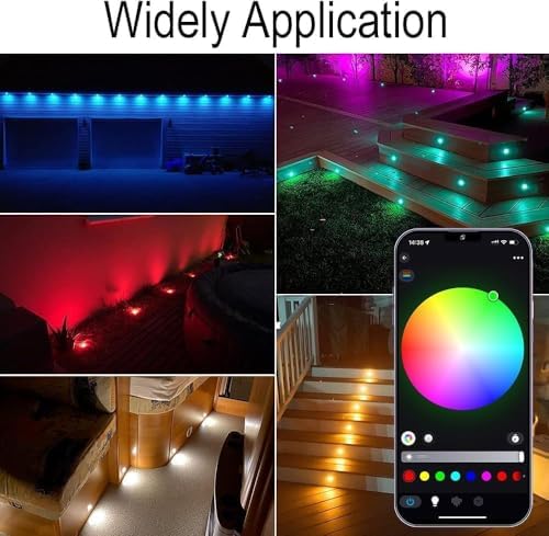 INDARUN RGB Led Decking Lights 0.5W Waterproof IP67 Ø30MM + WiFi Controller - Lighting for Terrace/Patio/Path/Wall/Garden/Decoration, 30 Packs