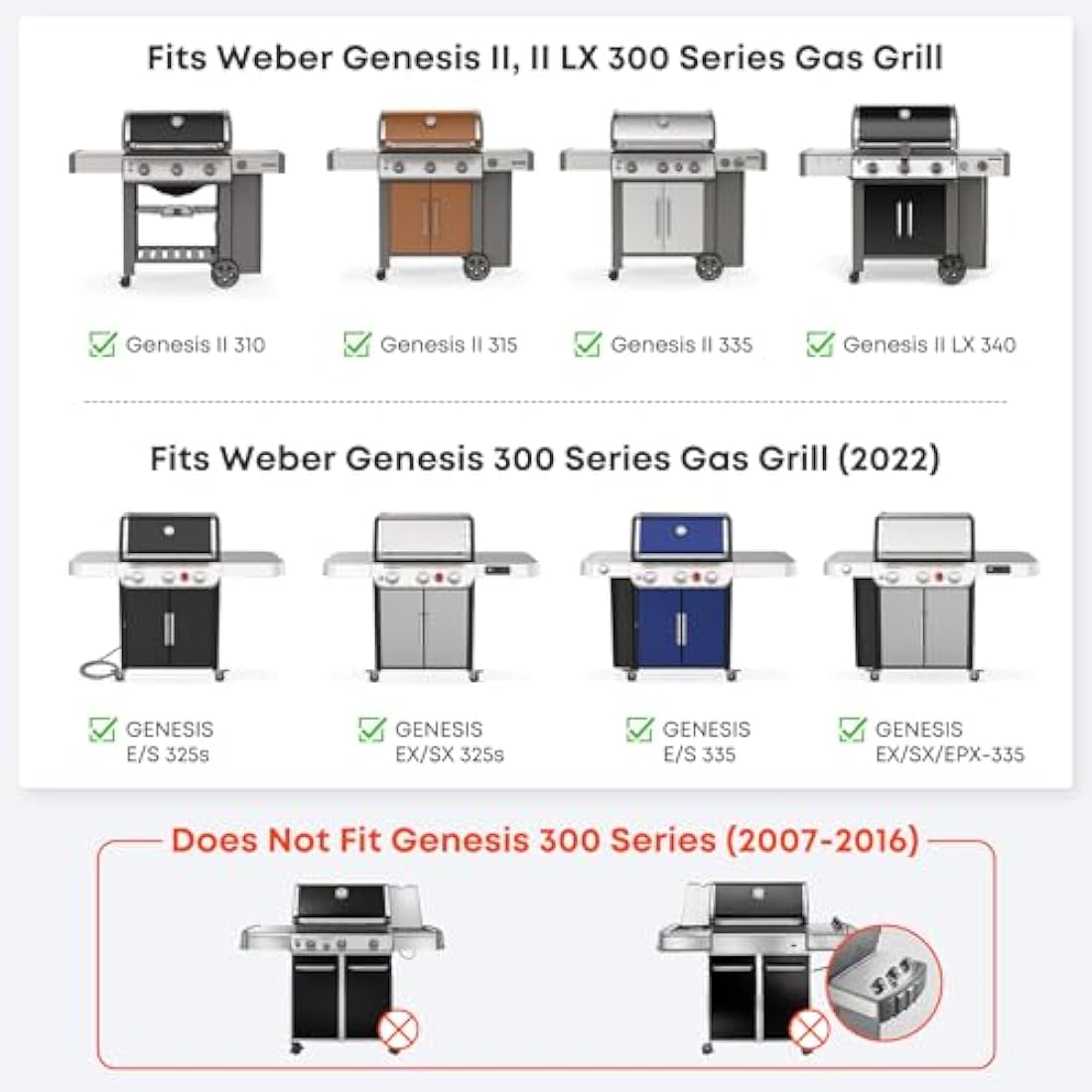 onlyfire Flat Top Griddle Plancha for Weber Genesis II 300 Series Gas Grills, Nonstick Ceramic Coated Full-Size Griddle Insert for Weber Genesis II & II LX 310 315 335 340, Genesis 325s