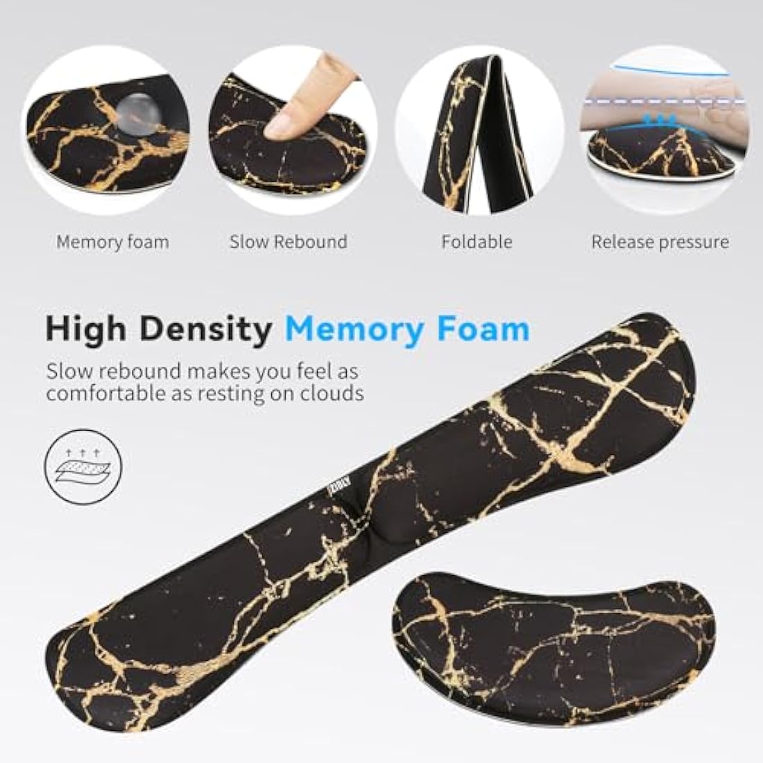 ZIBLY Wrist Rest Keyboard and Mouse Set - Non Slip Ergonomic Wrist Cushion Support Pad - Easy Typing,Pain Relief – Premium Silky Gel Memory Foam for Work from Home Gaming Computer Laptop