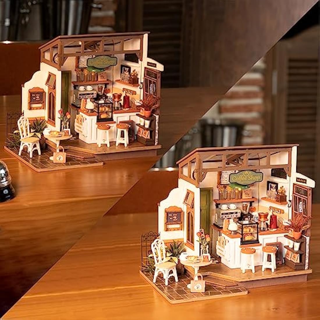 Rolife Model Kit NO.17 Café Shop-DIY Miniature House Kit For Adults Mini House Building Kit Dollhouse Model Home Desk Decoration Gift Idea DG162