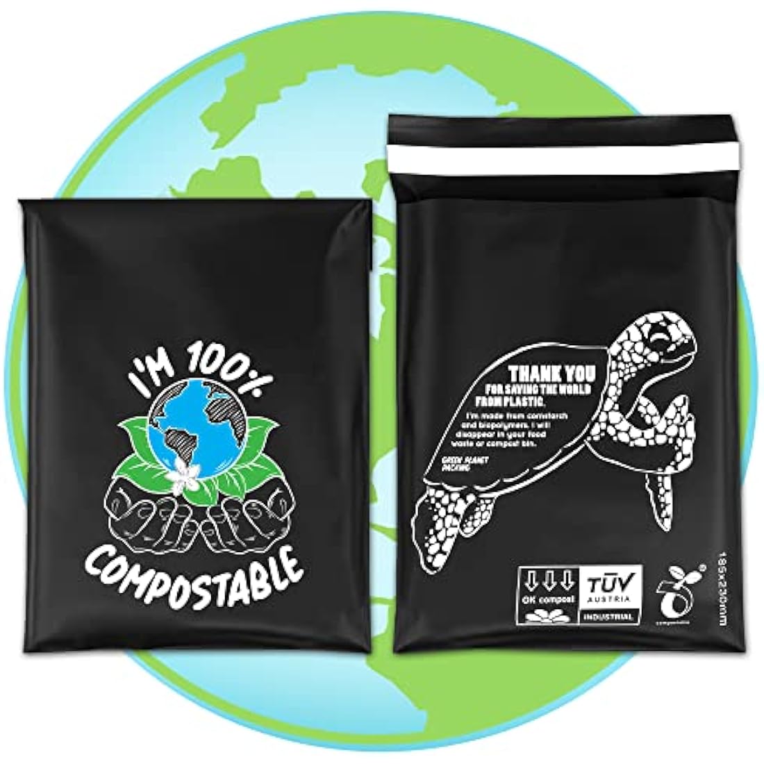 Compostable Mailing Bags,Biodegradable Mailing Bags,Eco Friendly Mailers 7 x 9" (18.5 x 23 cm) |25PK|