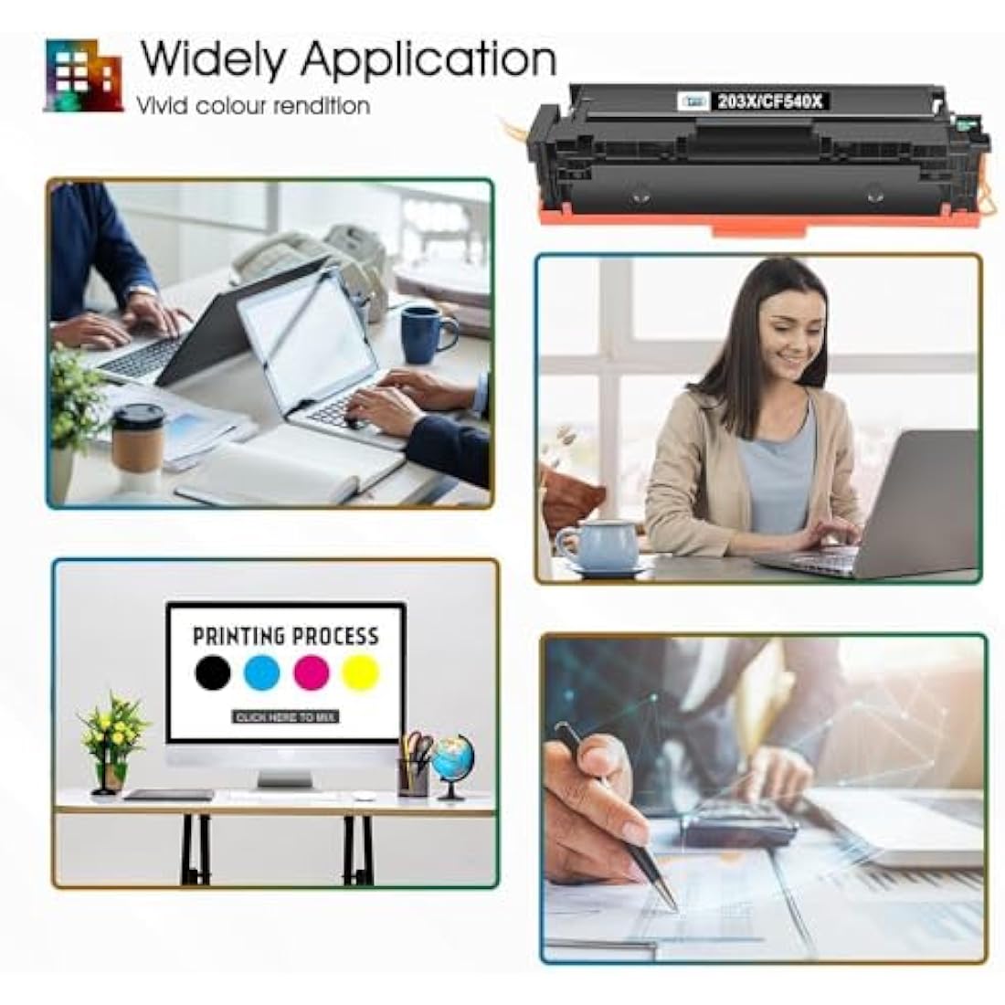 Cool Toner Compatible Toner Cartridge Replacement for HP 203X 203A CF540A CF540X Color Laserjet Pro MFP M281fdw M254dw M281fdn M281cdw M280nw M254nw M254dn M281 M254 (Black Cyan Yellow Magenta, 4Pack)