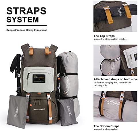 MOUNTAINTOP 40L Hiking Backpack Water Resistant Mens Women Rucksack for Trekking, Traveling, Camping, Cycling, Climbing