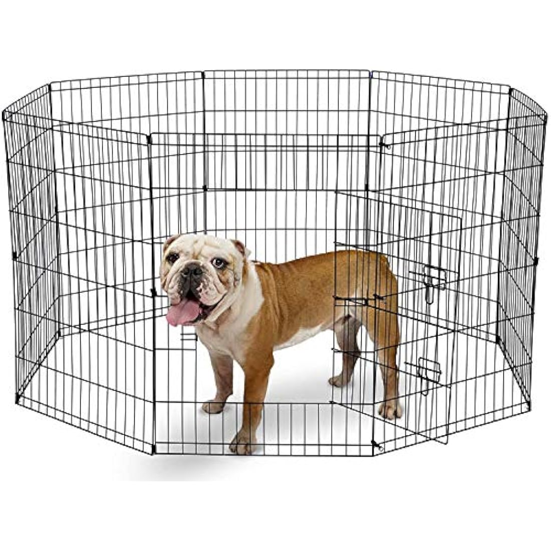 UNDERDOG 8 Panel Playpen Suitable for Dogs/Puppies/Cats & Rabbits foldable ideal for Indoor/Outdoor use puppy play pen (91cm, Black)