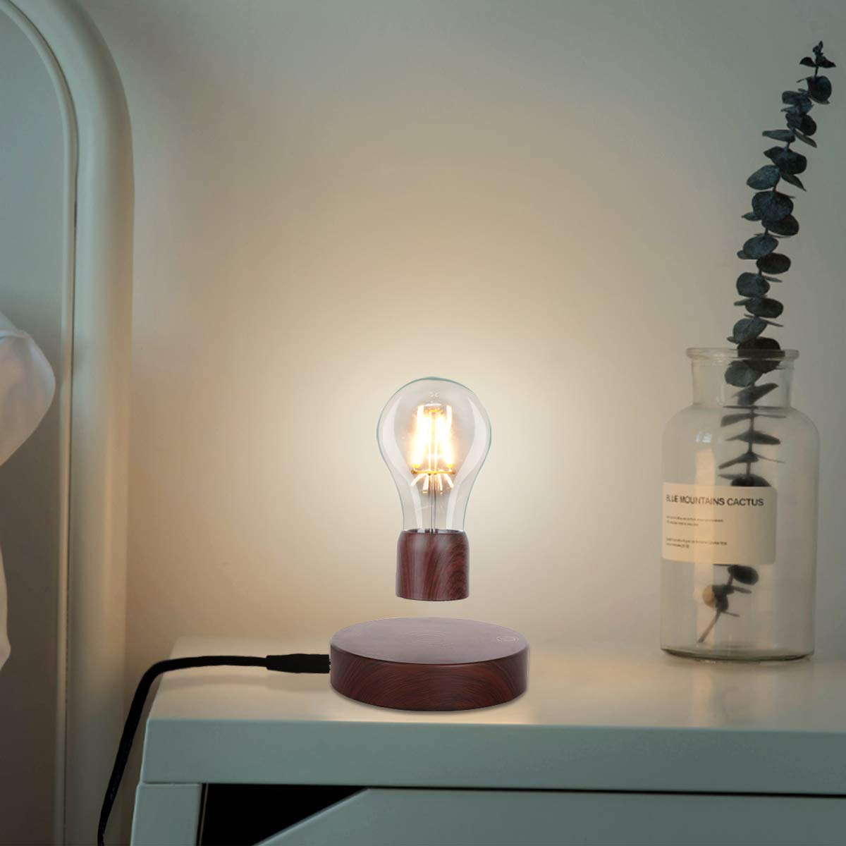 VGAzer Magnetic Levitating Floating Wireless LED Light Bulb Desk Lamp for Unique Gifts, Room Decor, Night Light, Home Office Decor Desk Tech Toys