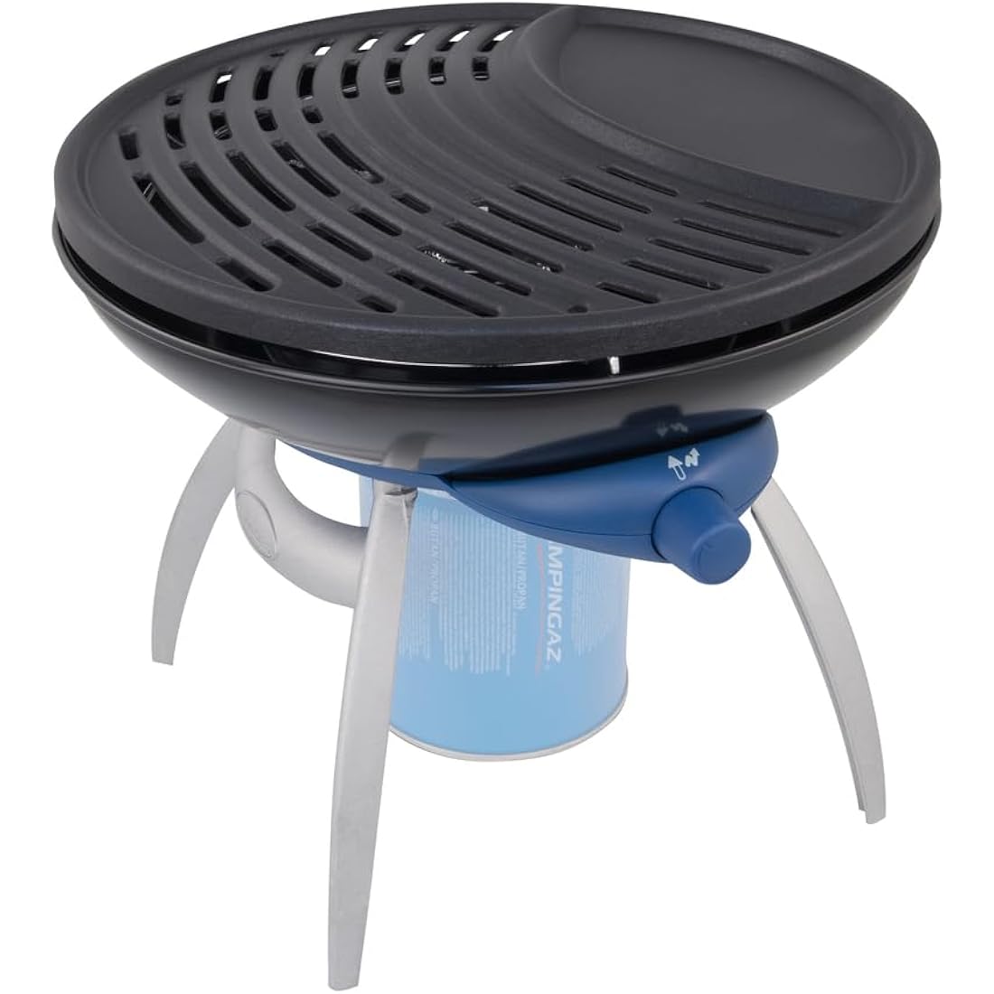 Campingaz Party Grill, Camping Stove and Grill, All-in-One Portable Camping BBQ, with Griddle, Grid and Pan Support, Black