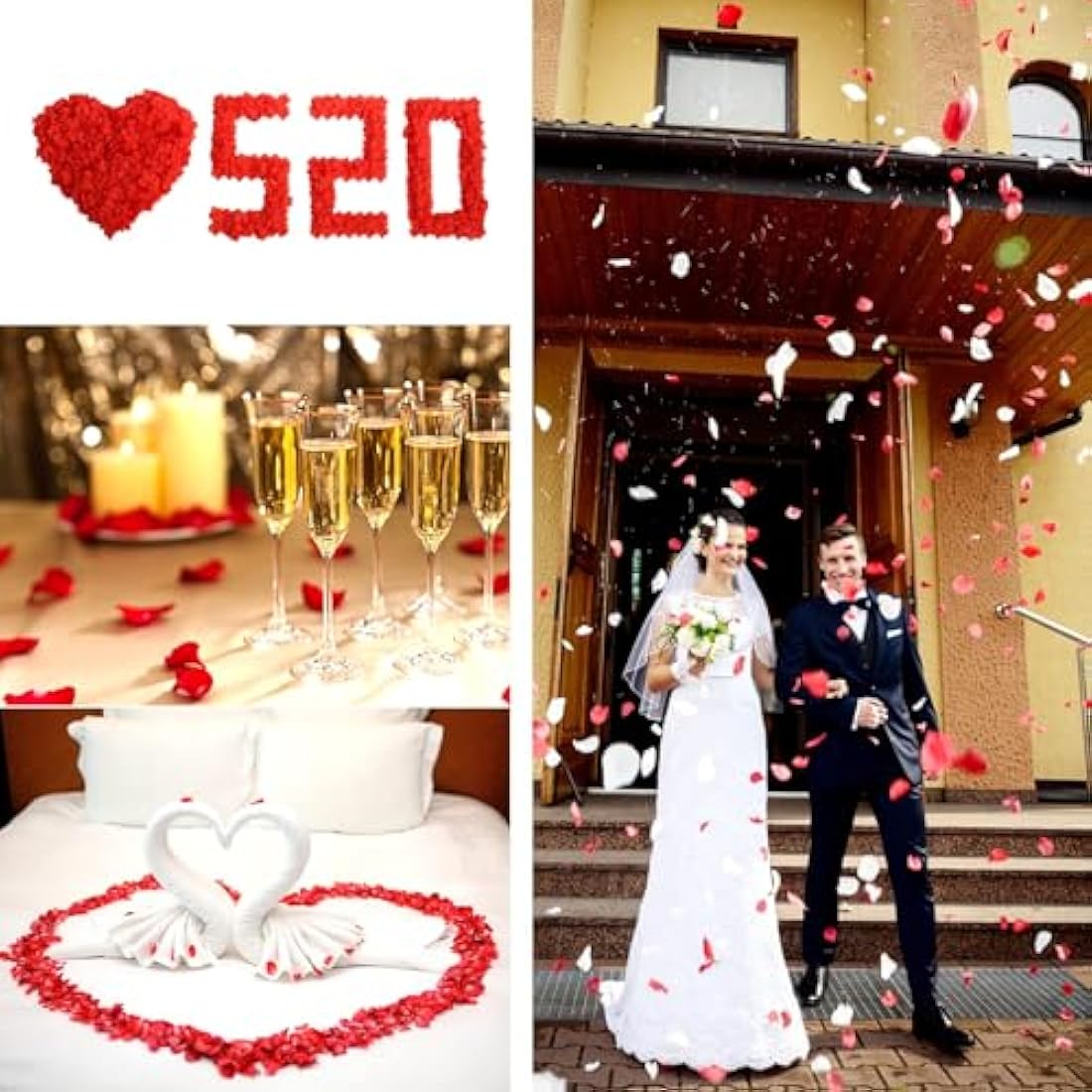Redamancy 1200 pcs Red Rose Petals, Artificial Rose Flowers, No-Taste Emulation Silk Rose Petals for Wedding, Valentine's Day, Confession, Party Decoration