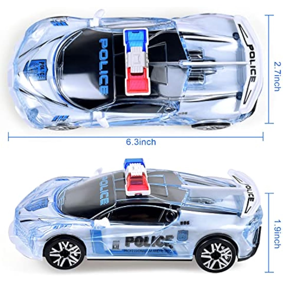 Tuko Police Car Toy with Light and Sound, 1:36 Scale Electric Car Toy for 3+ Years Old Boys and Girls Gift