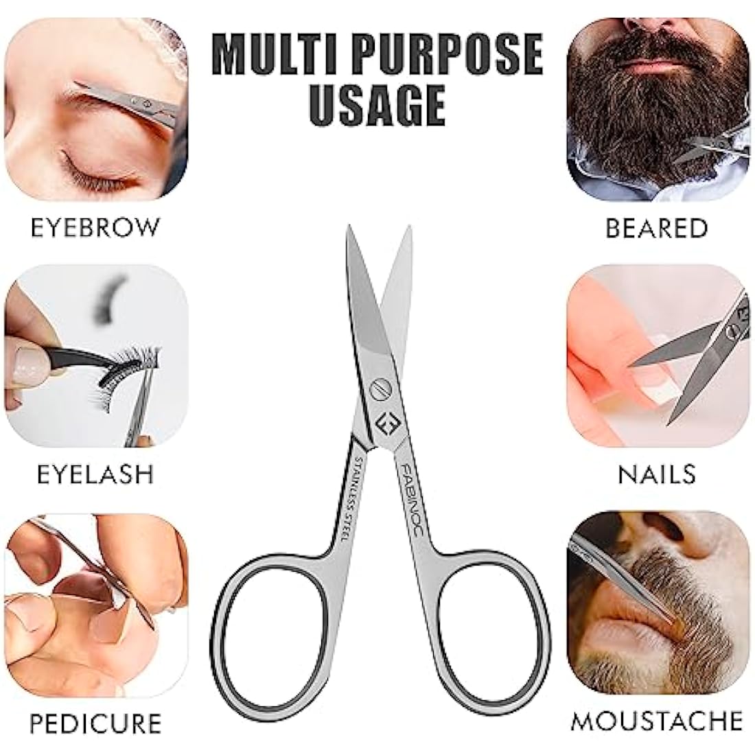 FABINOC® Straight Nail Scissors for Fingernail & Toenails | German Quality Stainless Steel | Small Sharp Manicure & Pedicure Scissors for Men & Women