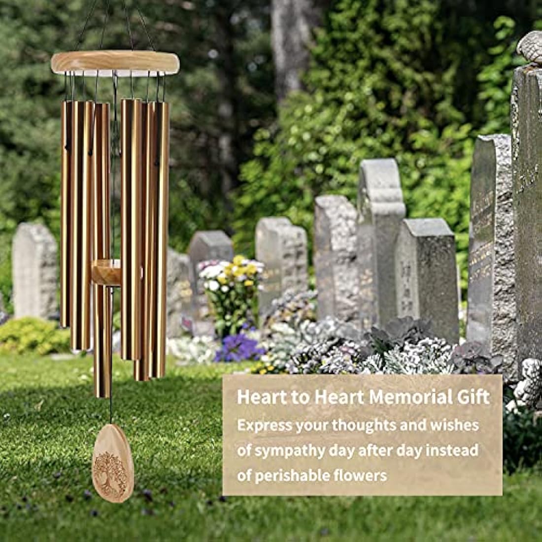 Astarin Sympathy Wind Chimes for Outside Deep Tone, Memorial Wind Chime for Loss of Loved One, in Memory Wind Chimes Outdoor as Bereavement Memorial Gifts for Mom Dad(30 Inch Bronze)