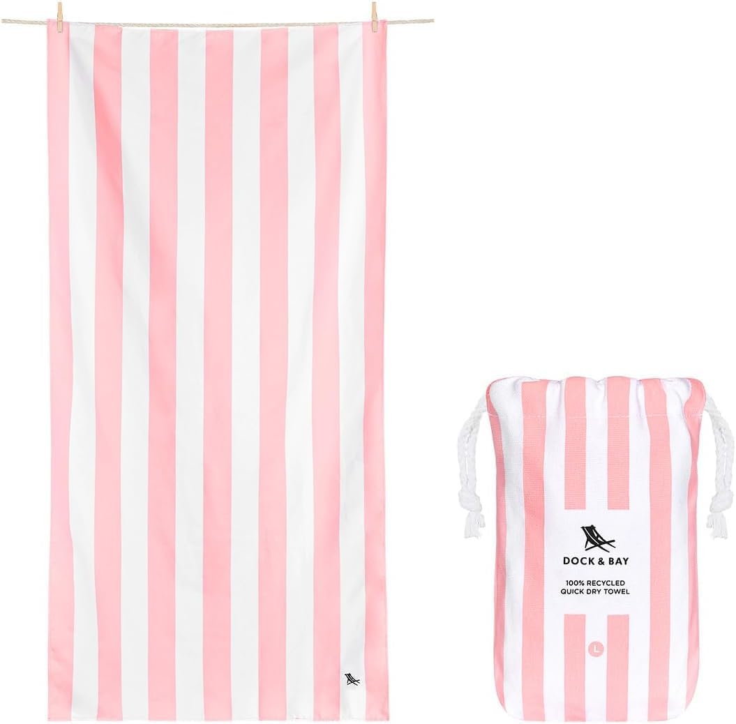 Dock & Bay Quick Dry Beach Towel - Cabana - Light Pink, Medium