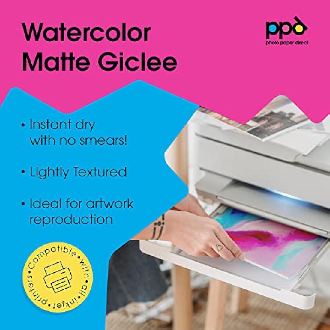 PPD 25 Sheets A3 Inkjet Fine Art Watercolour Giclee Archival Matt Photo Paper 240gsm PPD-75-25