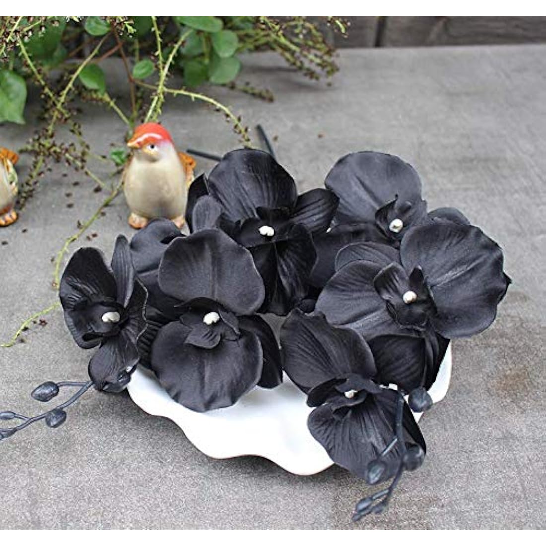 Artificial Orchid Stems Set of 3,18” Black Dancing Orchid,UV Resistant No Fade Simulation Phalaenopsis,Silk Plants Real Touch Orchid for Christmas Flower Arrangements Wreaths,Wedding Photography