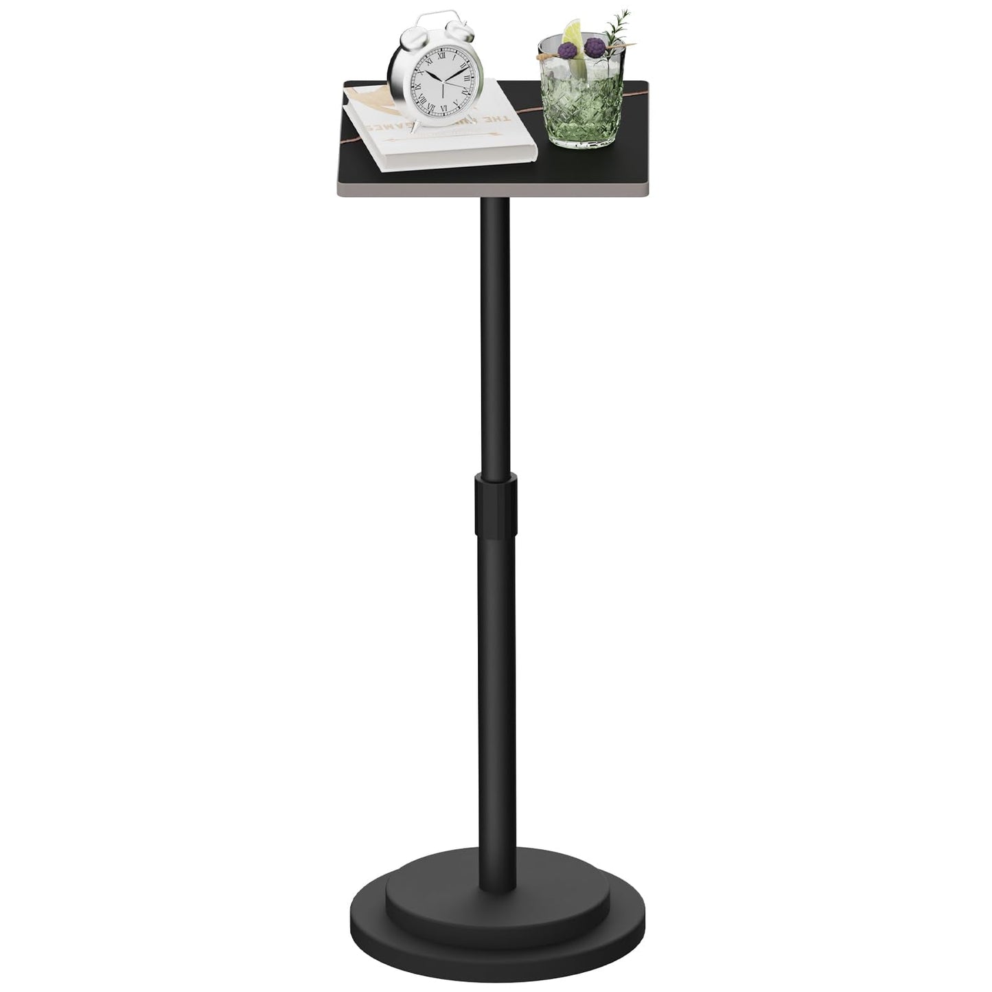 GUOHNHE Square Drink Table, Height Adjustable Pedestal Stand, 1 Pack, Black