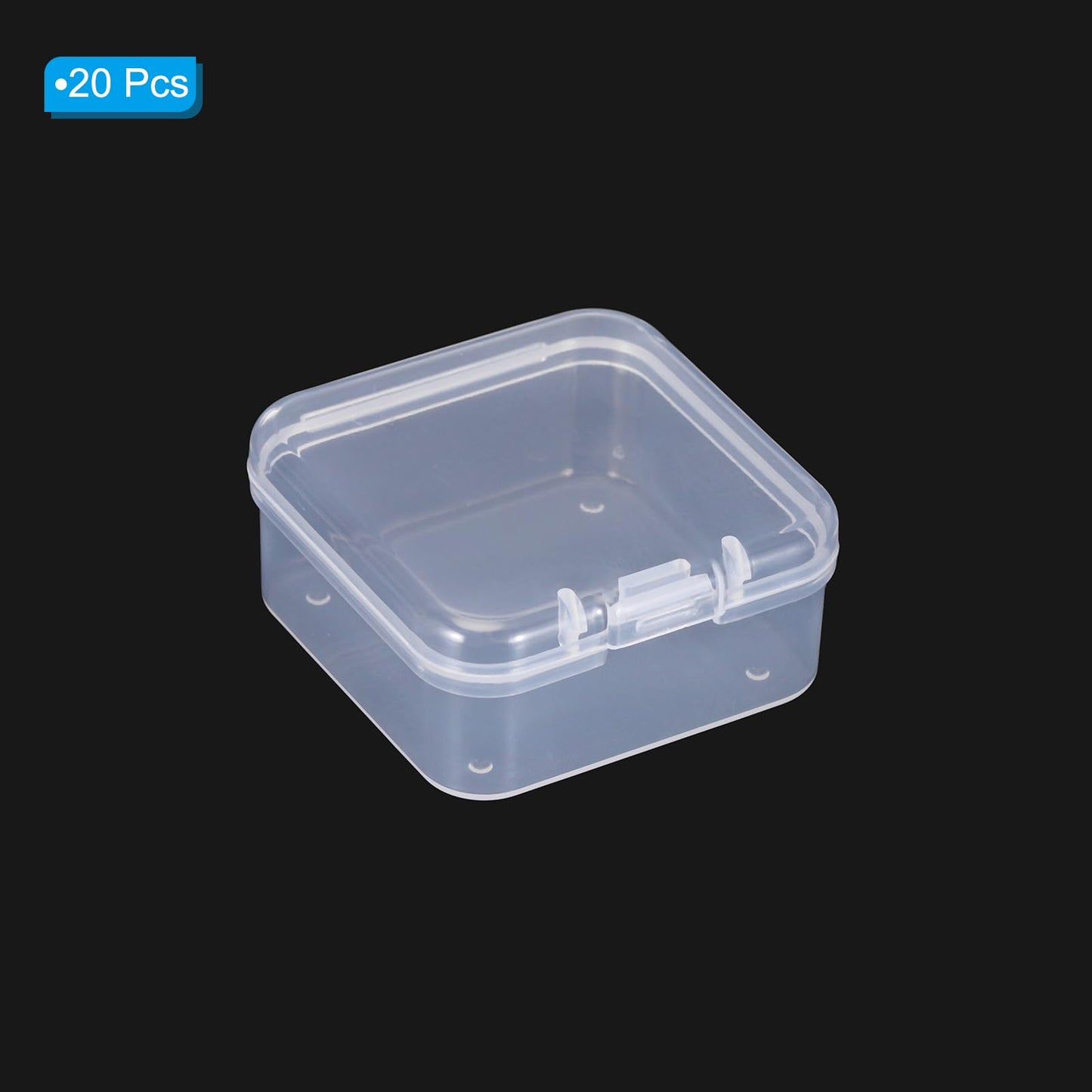 PATIKIL 1.8x1.8x1 Inch Clear Storage Box with Hinged Lid, 20Pack Plastic Stackable Rectangle Organizer Container for Bead Jewelry Small Item Art