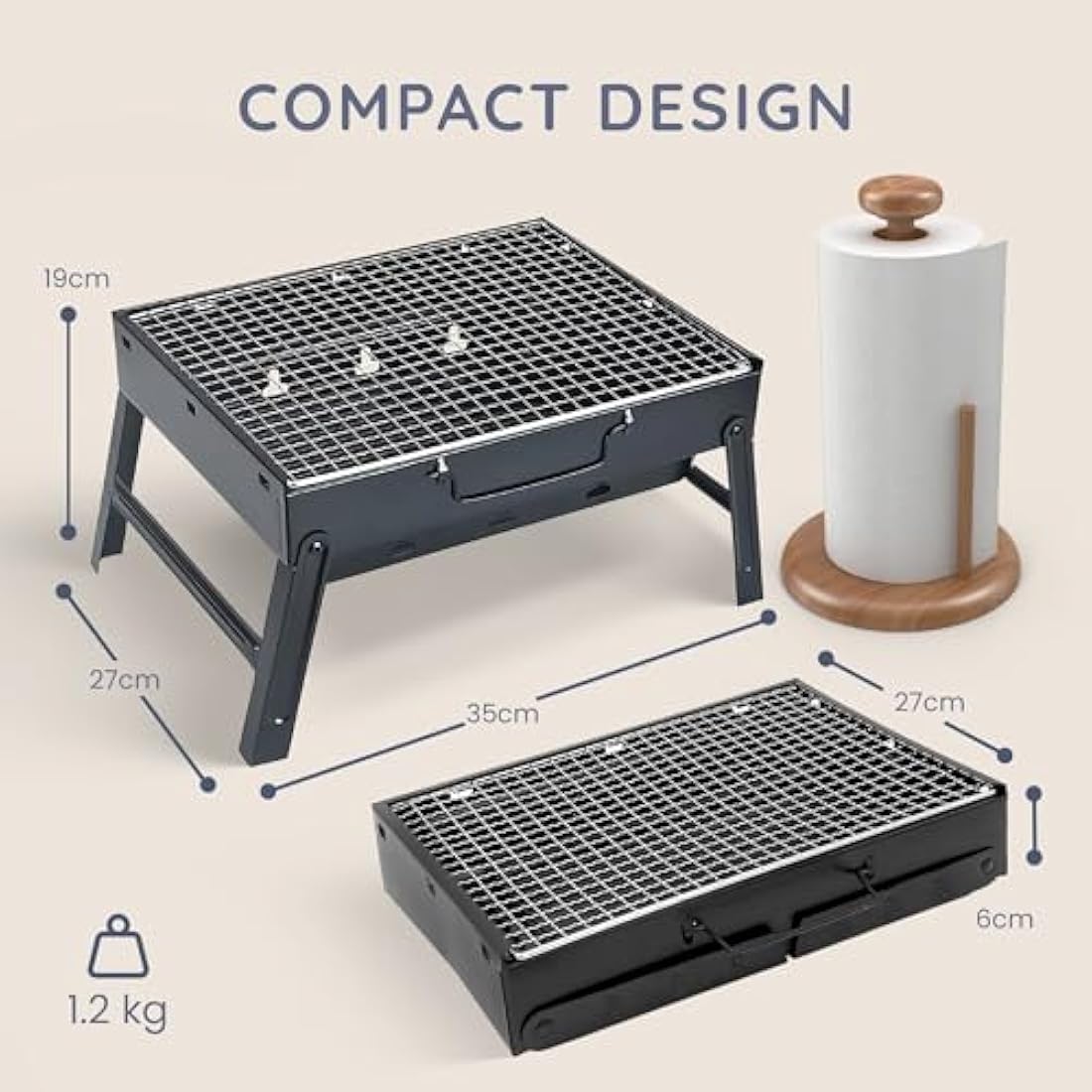 CUQOO Easy-to-use Portable BBQ Grill – Foldable Barbeque Outdoor Travel | Charcoal Barbecue Perfect for Camping, Garden, Picnic Folding Camping Stainless Steel Smoker