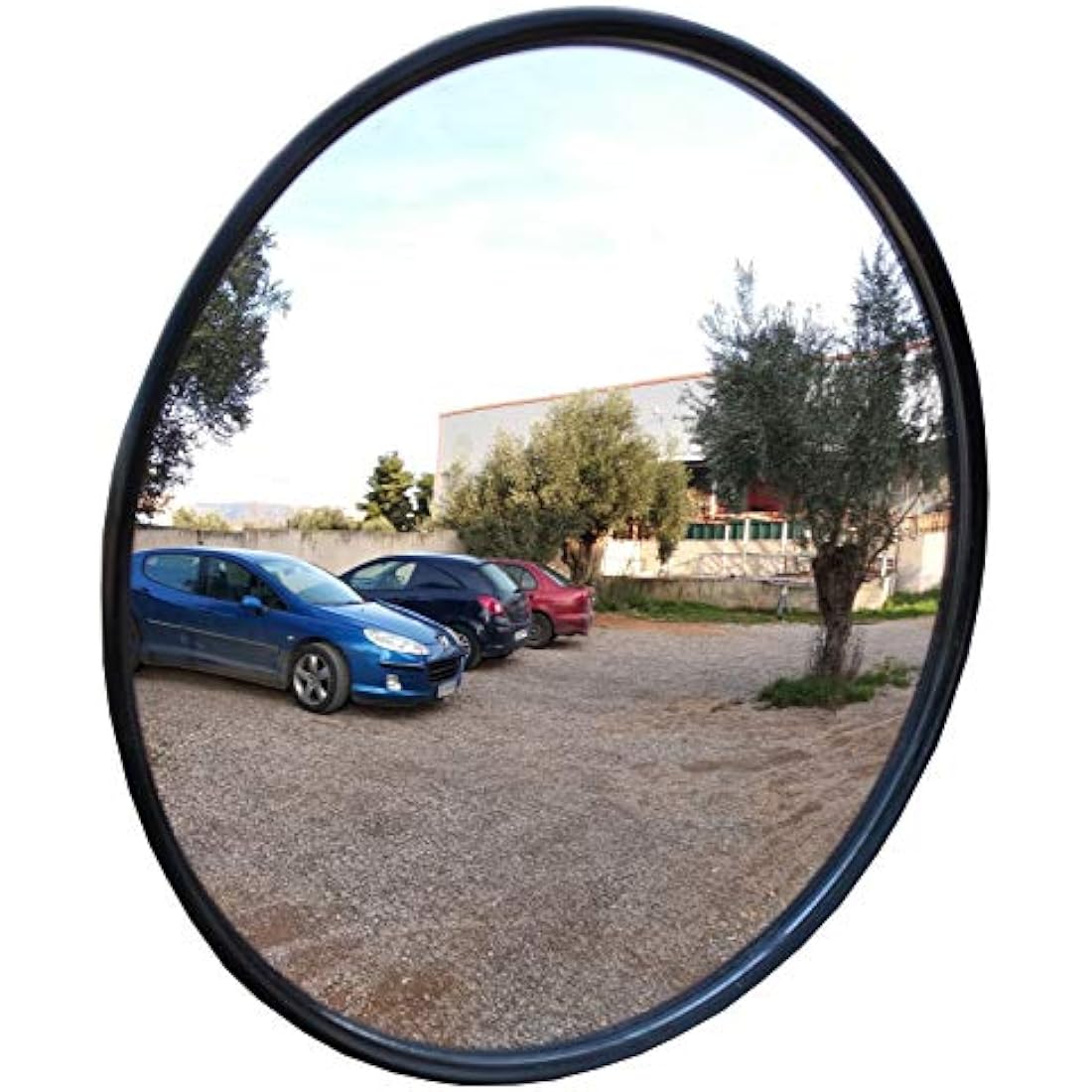 SNS SAFETY LTD Convex Traffic Safety Mirror for Driveways, Warehouses, Garages and Offices, Black (Diameter 22 cm, with Wall Bracket)