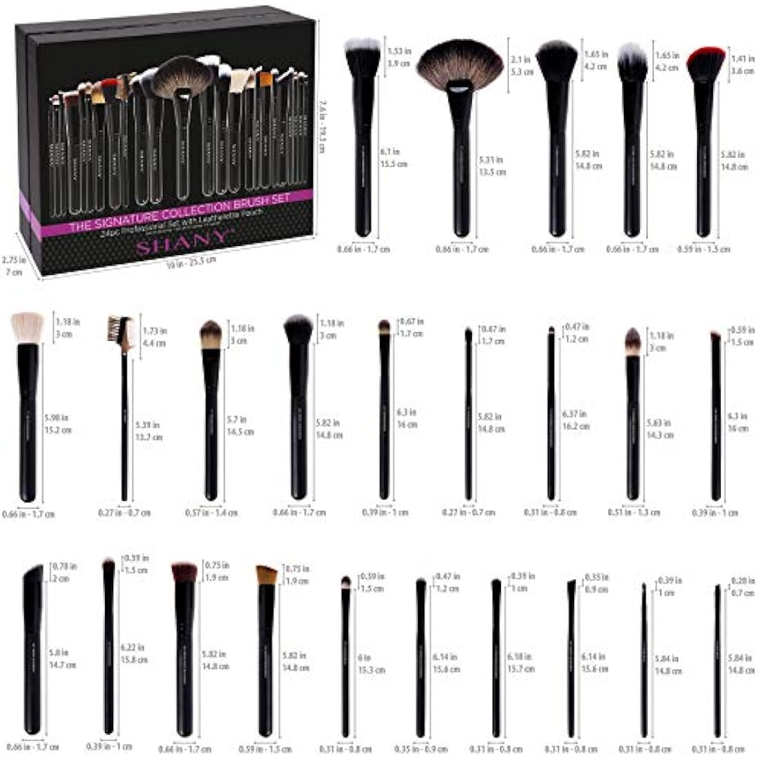 SHANY Pro Signature Brush Set 24 Pieces Handmade Natural/Synthetic Bristle with Wooden Handle, The Masterpiece by SHANY Cosmetics