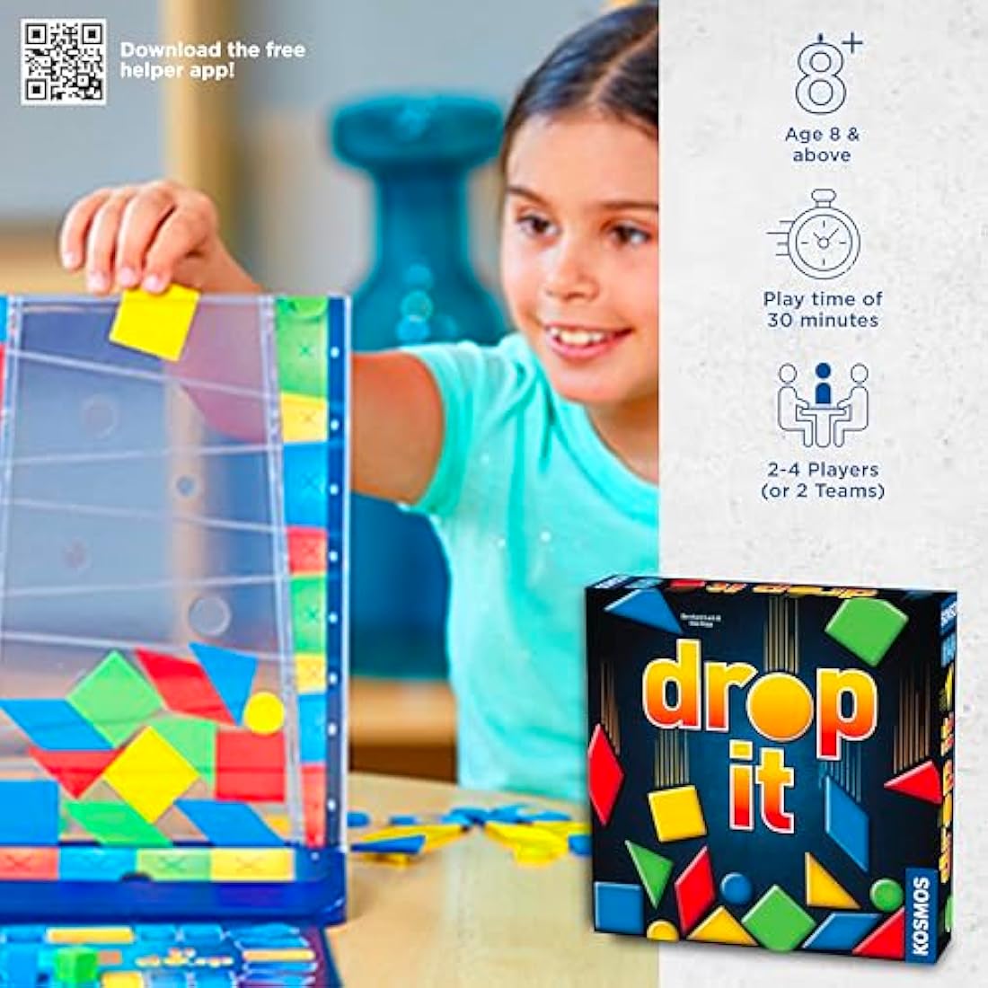 Thames & Kosmos Drop It, Competitive Game, Family Games for Game Night, Strategy Board Games for Adults and Kids, For 2 to 4 Players, Age 8+