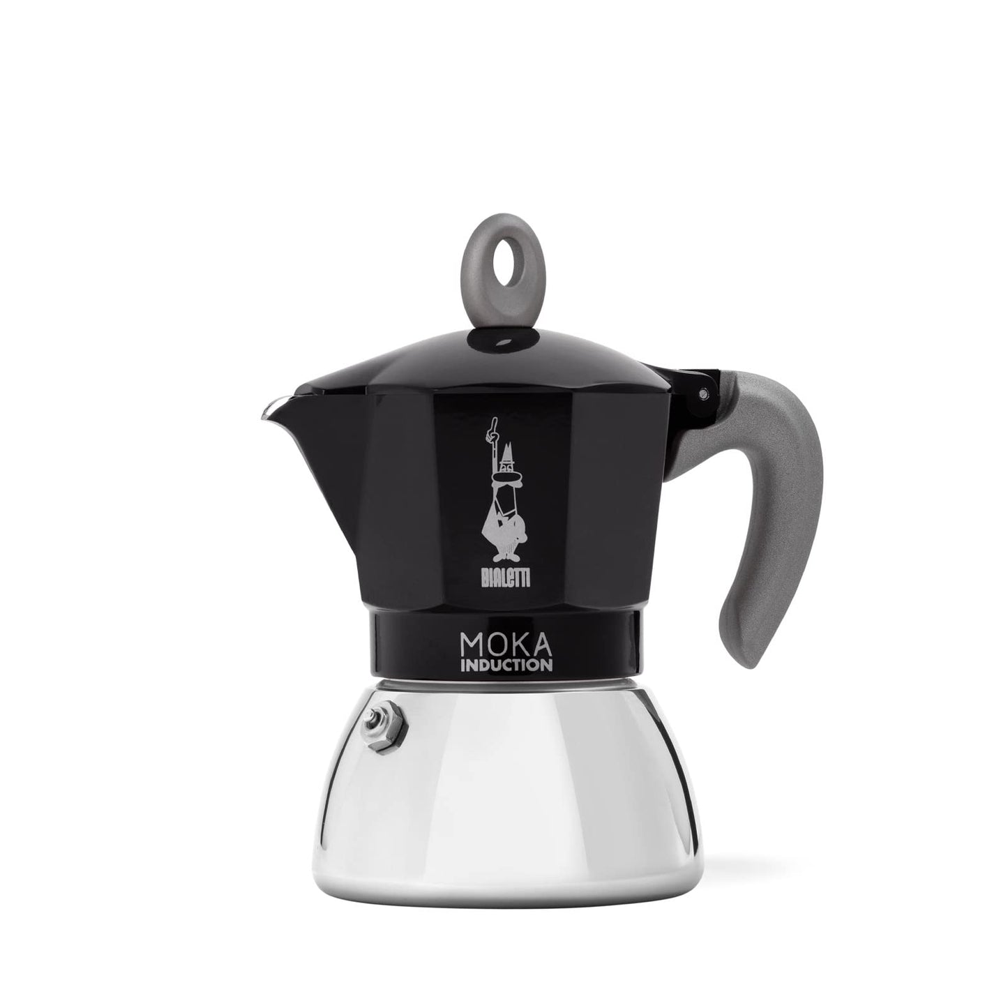 Bialetti New Moka Induction Induction Coffee Pot, 6 Cups, 280 ml, Aluminium, Black