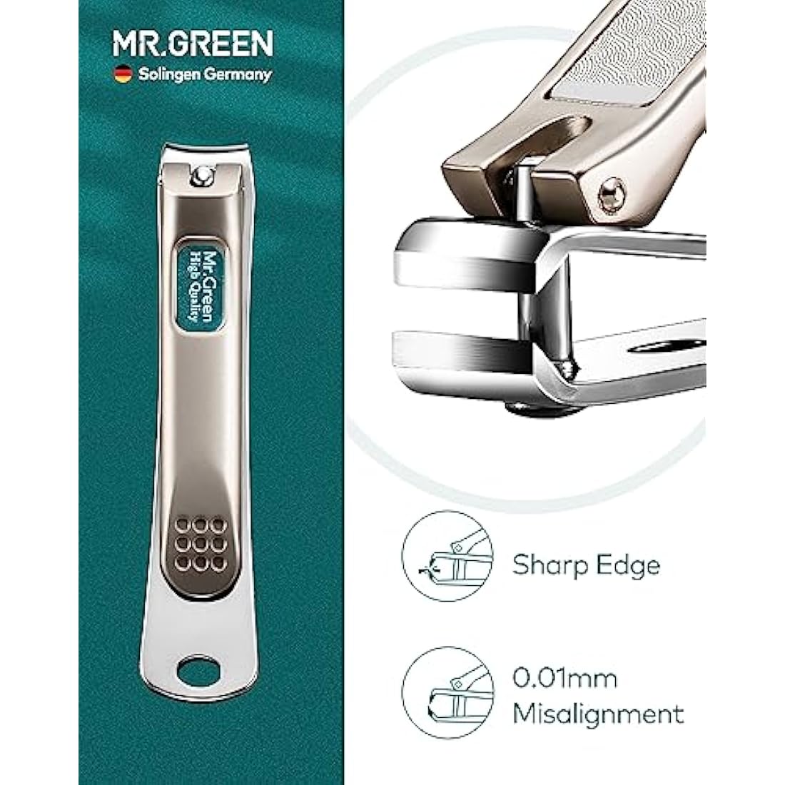 MR.GREEN Manicure Pedicure Sets, 3 Pcs Nail Clippers Set, German Premium Stainless Steel Nail Clippers Kit with High-end Leather Case, Professional Fingernail & Toe Nail Clippers for Men and Women