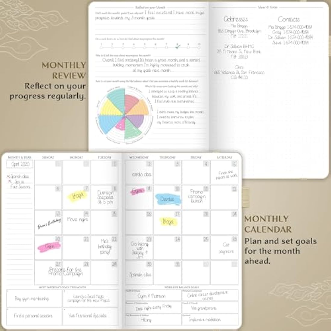 Legend Planner Hourly Schedule – Weekly & Daily Organizer with Time Slots. Appointment Book Journal for Work, Undated, A5 (Seashell)
