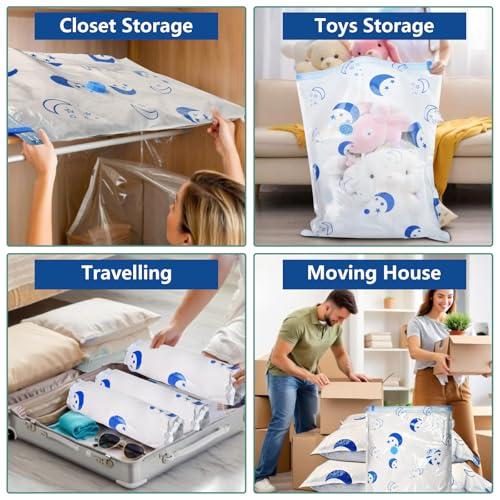 SZO Vacuum Storage Bags for Clothes with Electric Pump, 16-Pack(4 Jumbo, 4 Large, 4 Medium, 4 Small), Vacuum Bags for Duvets, Mattresses, Blankets,