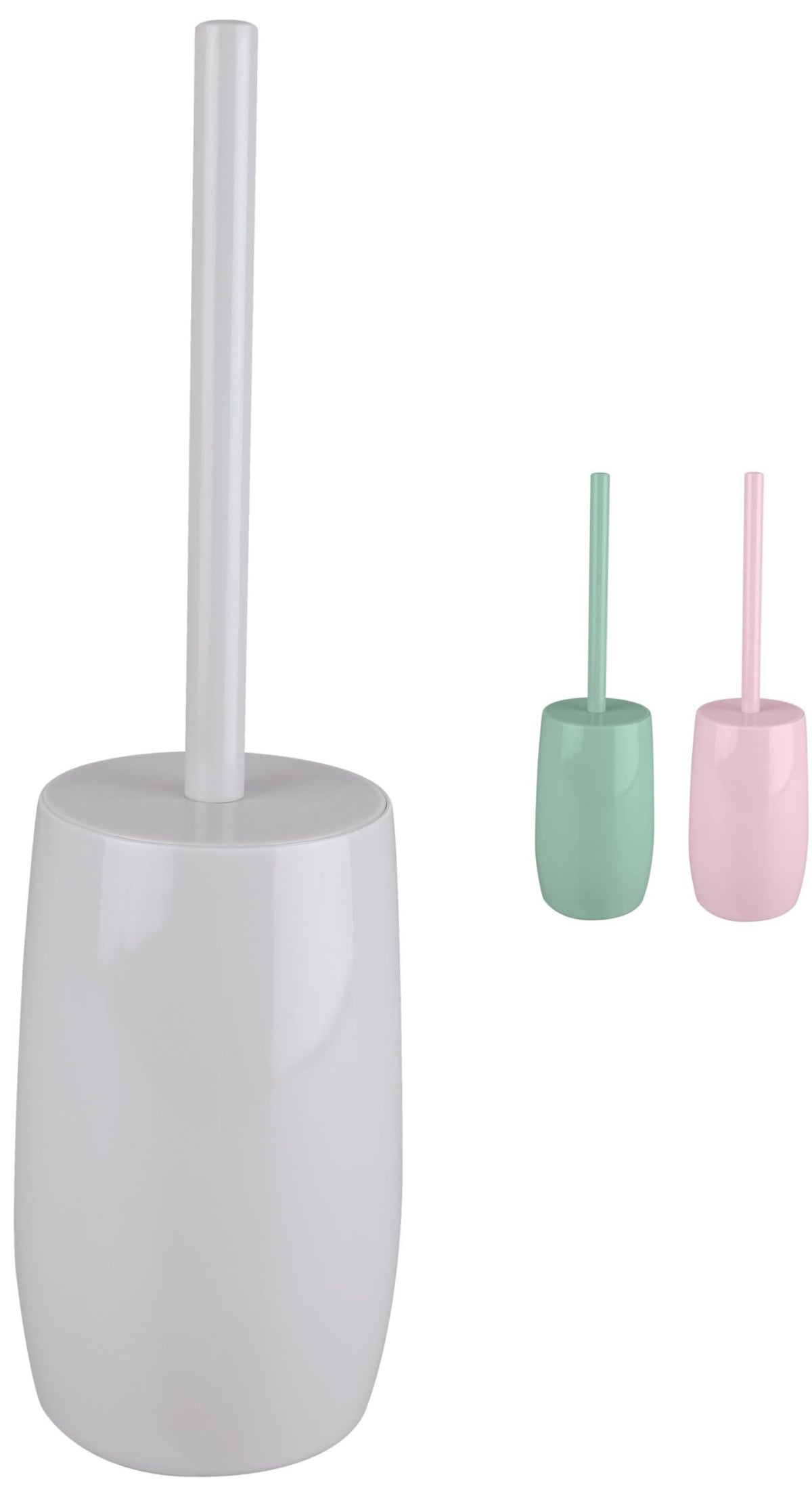 KW Luxury Plastic Toilet Brush and Holder (Enclosed Light Grey)