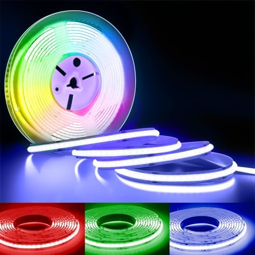 Arotelicht COB LED Strip RGB 5m 12V COB LED Tape Dimmable Fairy Lights High Density 810LEDs/M IP20 for Bedroom Kitchen Home Interior Decoration