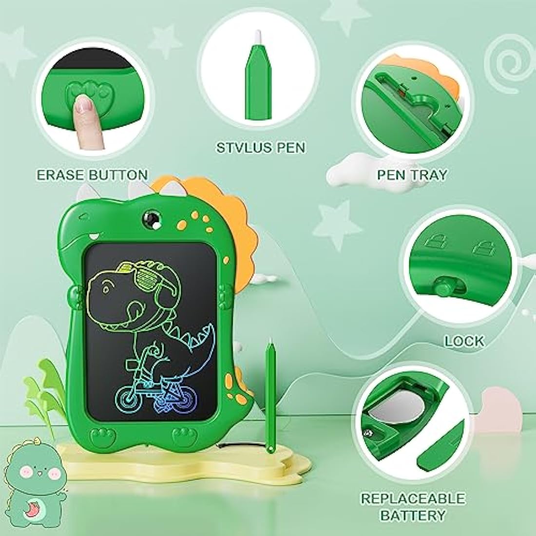 Kizmyee LCD Writing Tablet for Kids,Toddler Toys for 3 4 5 6 Year Old Boys Girls, 8.5inch Doodle Board, Dinosaur Toys Drawing Pad for Kids 3+ Year Old Boy Girl