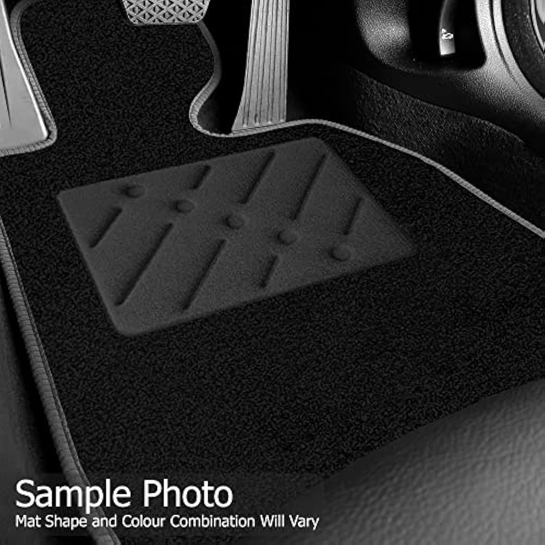 Car Mats FOR Volvo V70 / XC70 / S80 2007-2016 manual Black Carpet - Green Ribbed Trim - Black Rectangle Heel Pad [SAPP-1021]