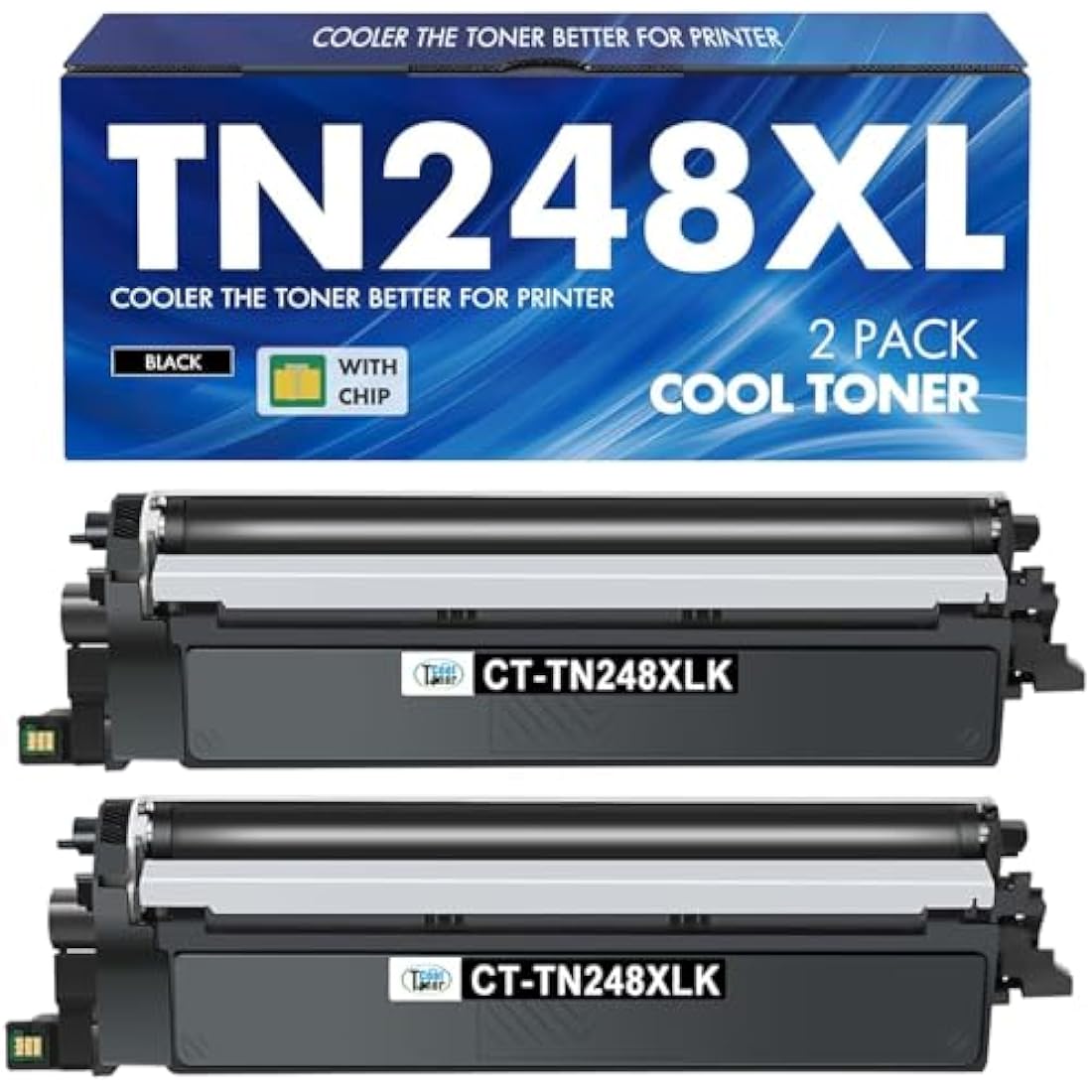 TN248XL Black Toner Cartridges: Compatible for Brother TN248BK TN248XLBK TN248XL HL-L3220CW MFC-L8390CDW TN248 TN-248XL DCP-L3520CDW MFC-L3760CDW MFC-L3740CDW MFC-L3740CDWE HL-L3240CDW (2 Pack)