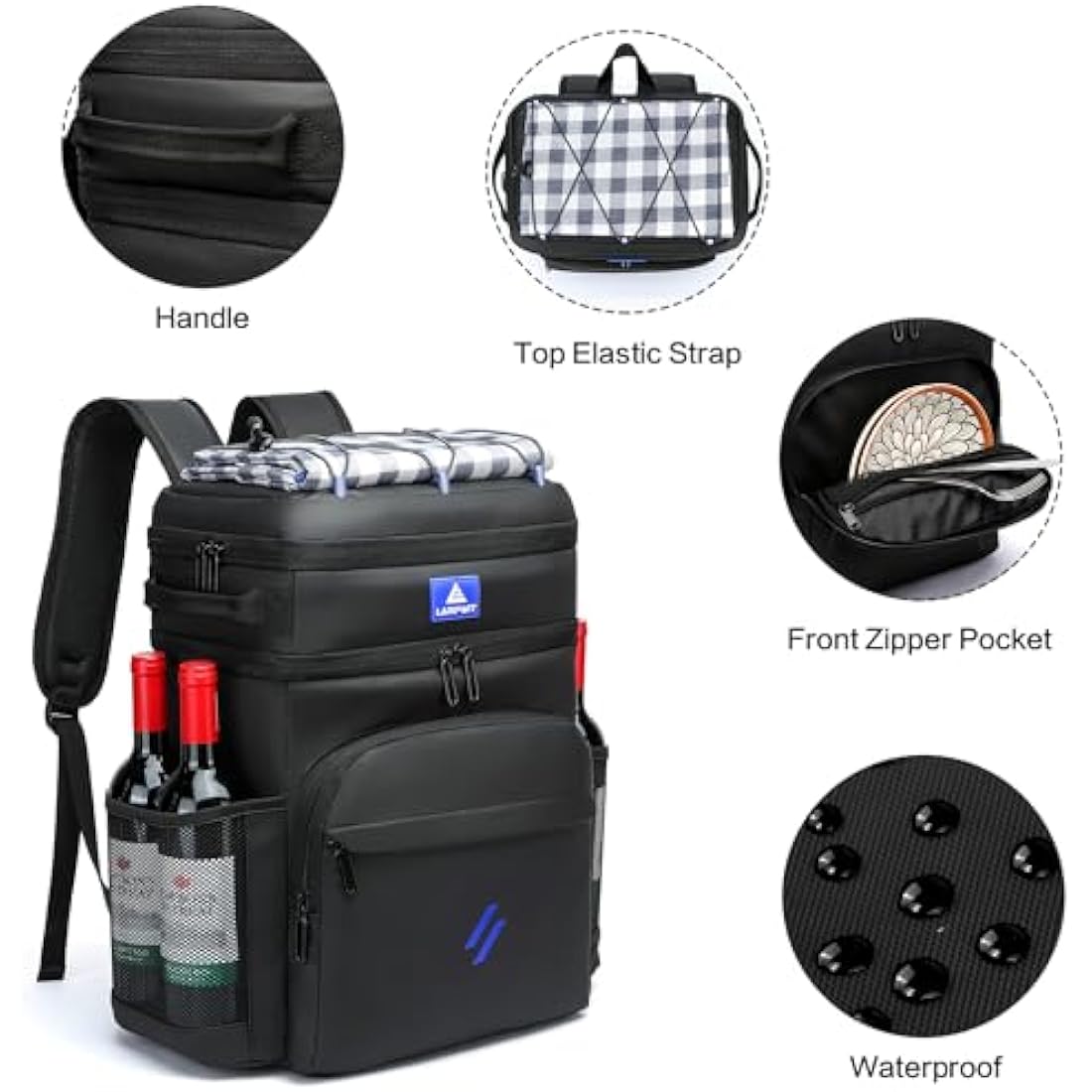 Laripwit Cooler Backpack 54 Cans Insulated Cool Bag Rucksack Leak-Proof Picnic Backpack for Men Women - Perfect Large Soft Cooler Rucksack for Travel, Camping, Lunch, Beach