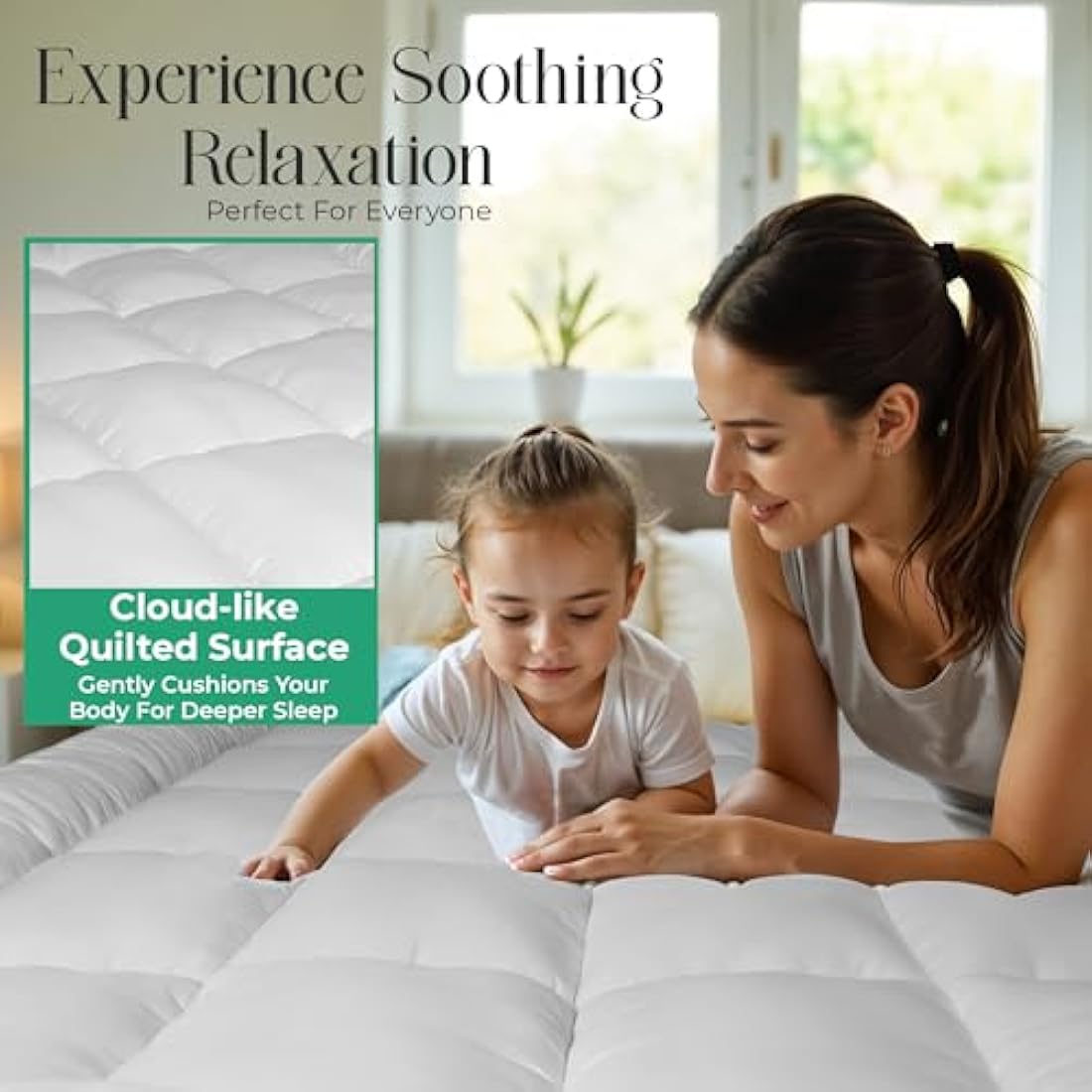 MightySoft Mattress Topper Kingsize Bed 10cm Thick - Quilted, Extra Deep, Ultra Fluffy and Breathable Microfiber Topper, Securely Fits with Elastic Straps, Enhances Comfort & Supports Restful Sleep