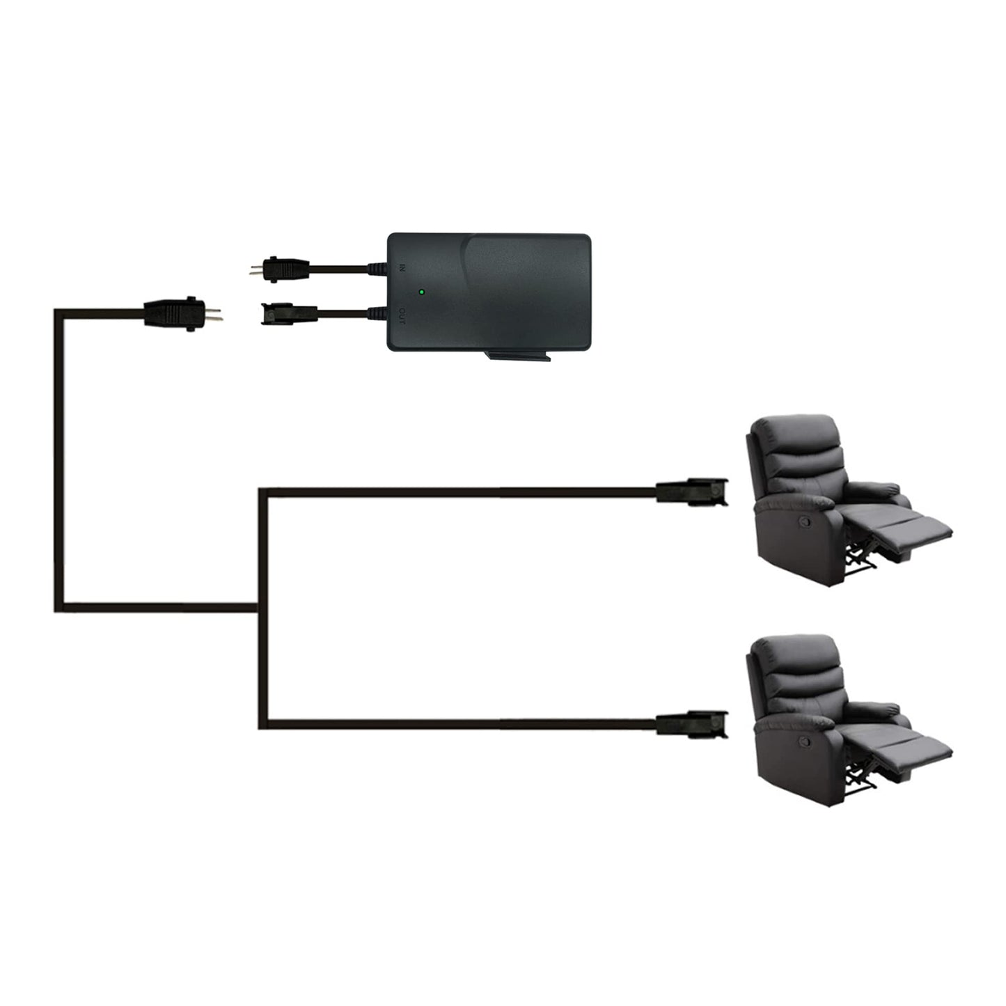 STAIGO Electric Recliner Lift Chair 2 Pin Splitter Lead Y Cable Splitter Lead Y-Splitter Cord Connecting 2 Motors to 1 Power Supply for Electric