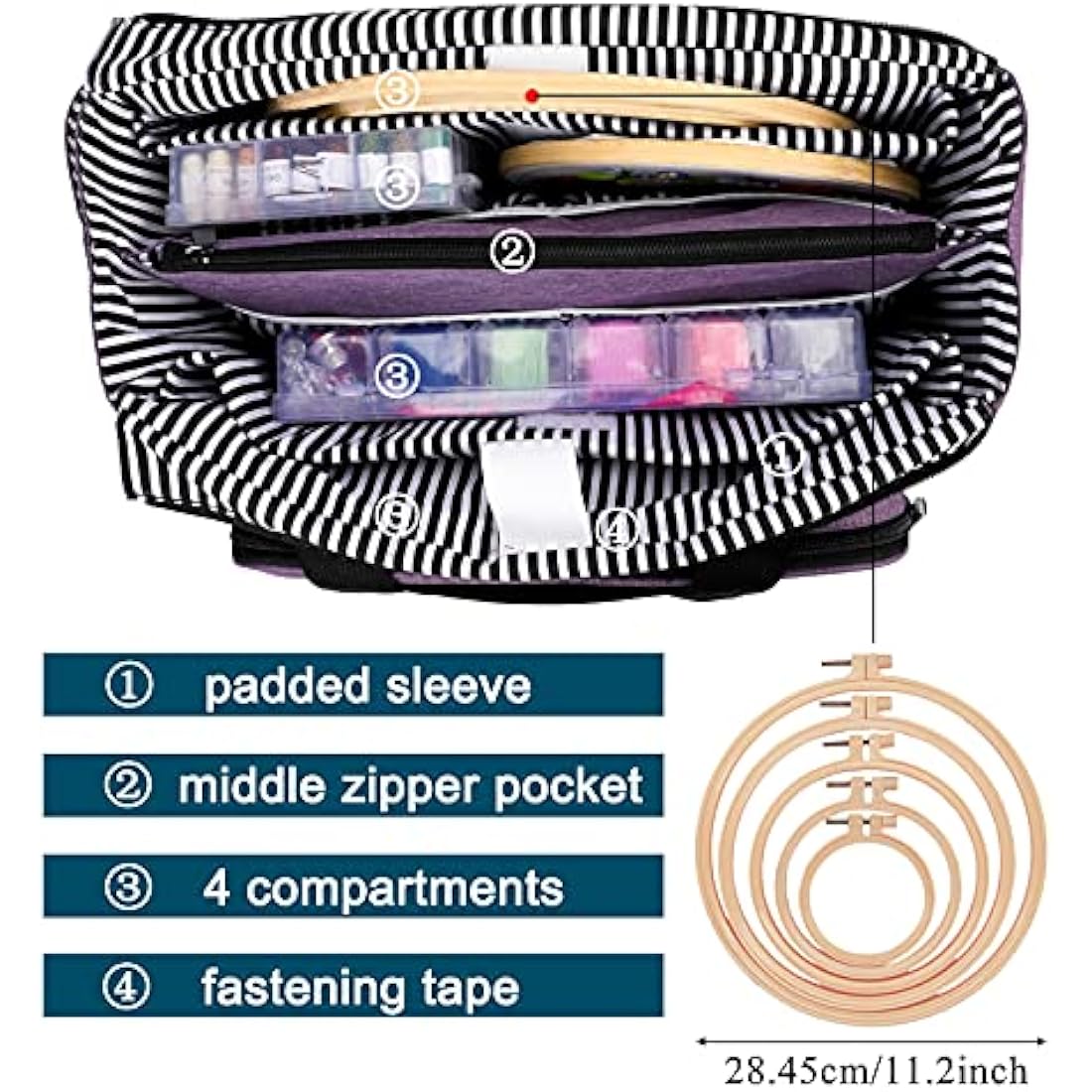 Coopay Craft Bag for Cross Stitch Crochet Knitting, Embroidery Bag Organiser Craft Tote Bags for Needlework Projects Crafting Storage, Lightweight Travel Diamond Art Carrying Bag Large, Crafter's Gift