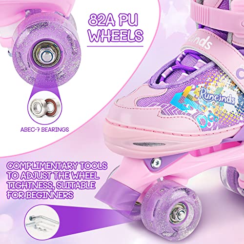 Runcinds Adjustable Kids Roller Skates for Girls Kids, Toddler Roller Skates for Beginners with Light Up Wheels Outdoor Indoor