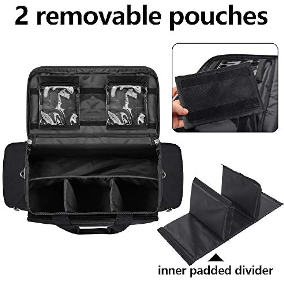 Trunab Emergency Responder Trauma Bag Empty, Professional Large First Aid Bag Medical Bag with Inner Dividers and Non-Scratch Bottom, Ideal for EMT, EMS, Paramedics, Black, Empty-Patented Design
