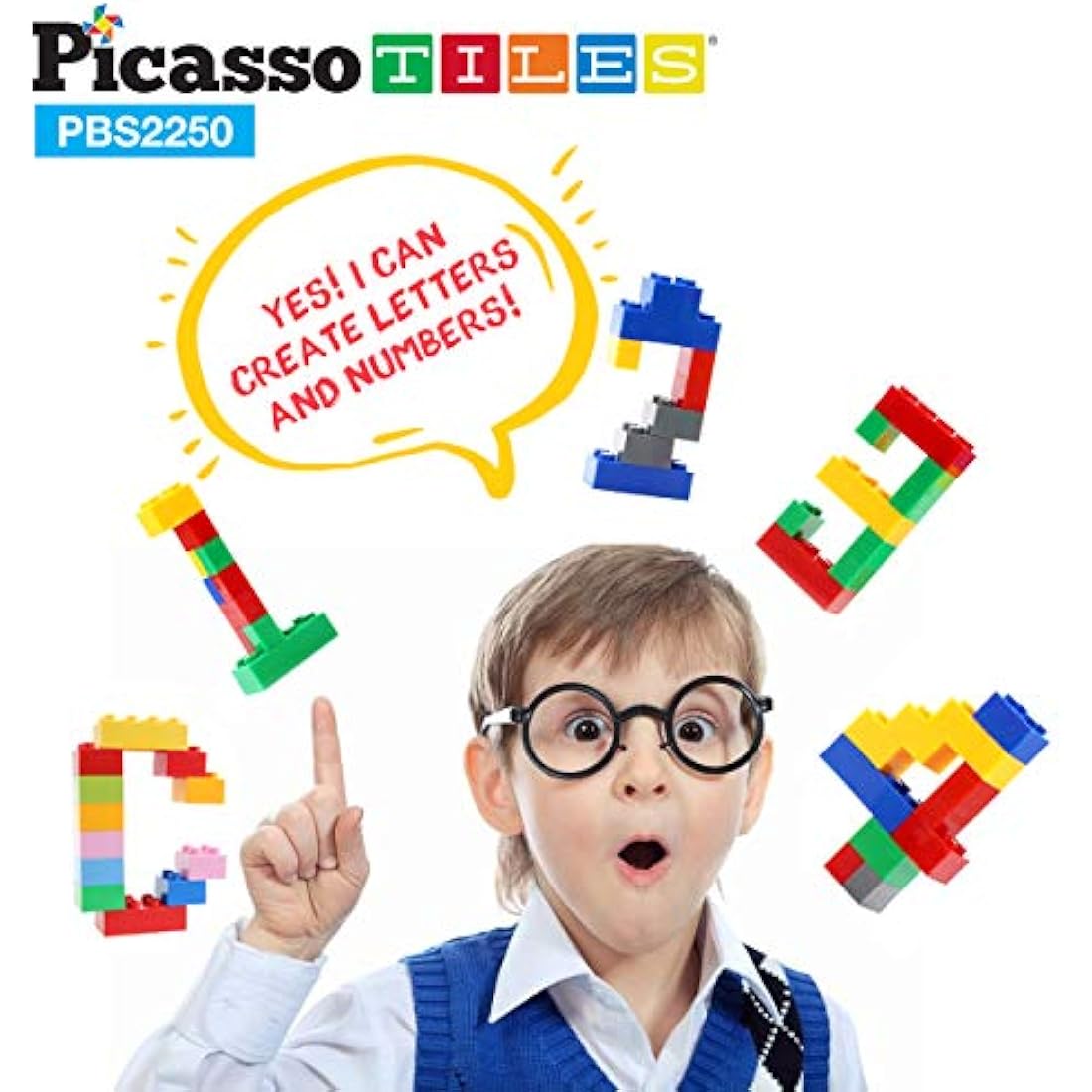 PicassoTiles 2250 PCs Building Block Tiles Creative Shapes to Enhance Imaginative Play Unique Set to Build Houses Animals Dinosaurs and More Vibrant STEM Toys Washable for Learning Education Ages 3+