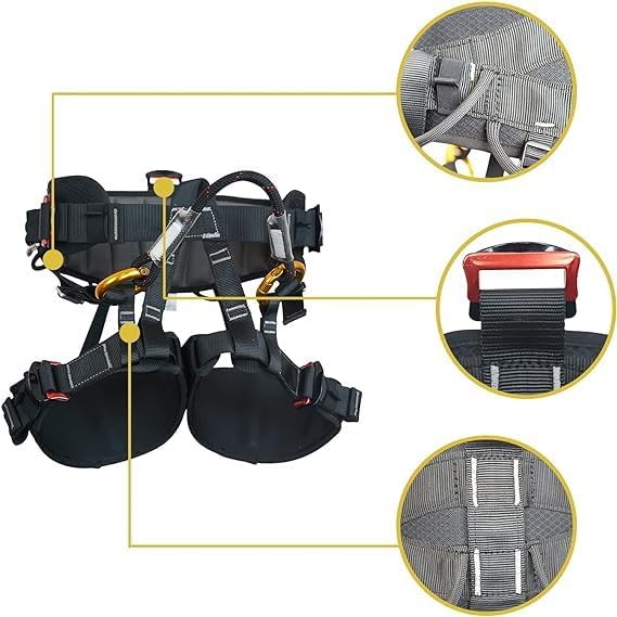 Climbing Harness, Half Body Tree Climbing Harness Men,Thicken Widen Protect Waist Safety Harness for Arborist Harness,Working Rescuing at Height Safety Belt Harness
